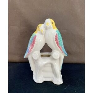 Vtg Morton Pottery Wall Pocket Love Birds Parakeets Ivy Planter 6.5x4x3 Planter
